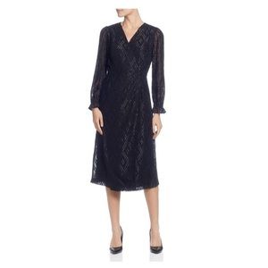T Tahari Womens Midi Dress Printed Faux-Wrap
